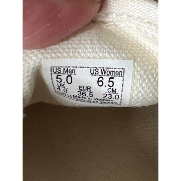 Vans  unisex,  5 mens 6.5 women’s  floral  slip on white/pink school walking - Picture 8 of 9